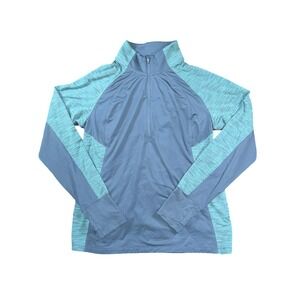 Danskin Now Pullover Girls Large 12-14 Blue Teal Quarter Zip Athletic Running